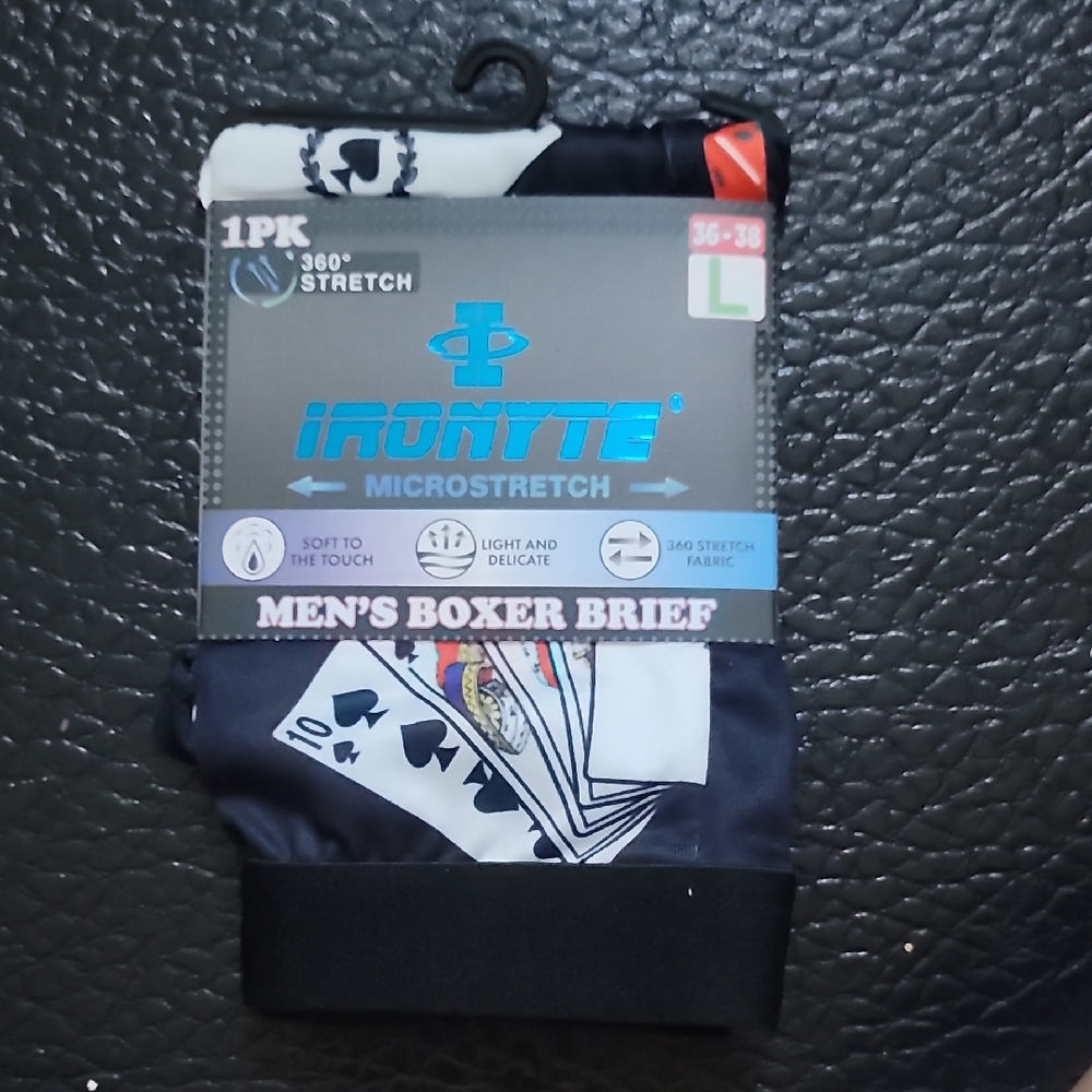 Ironyte Microstretch Black Casino Poker Playng Cards and Dice Boxer Briefs